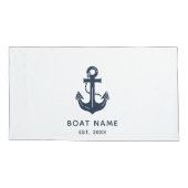 Nautical Navy Blue Boat Name Anchor 枕カバー (裏面)