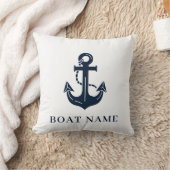Nautical Navy Blue Custom Boat Name クッション (ブランケット)