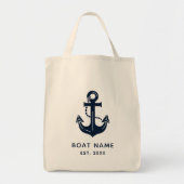 Nautical Navy Blue Custom Boat Name トートバッグ (正面)