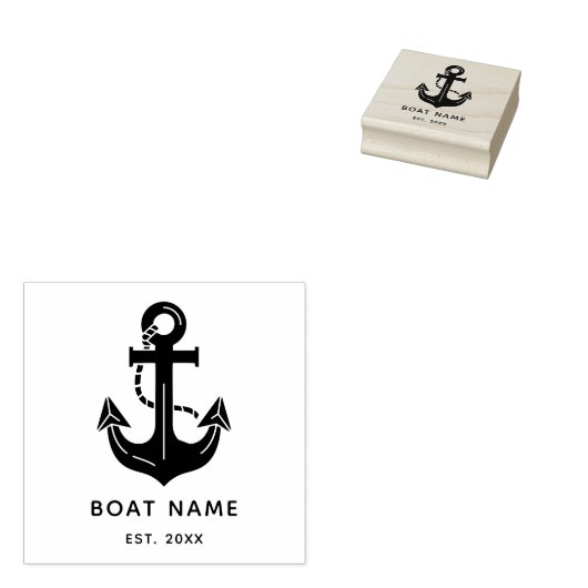Nautical Navy Blue Custom Boat Name ラバースタンプ (押印)