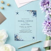 Nautical Navy Blue Starfish Bridal Shower アクリル招待状 (インサイチュ (ウェディング))