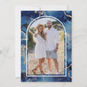 Nautical Navy Blue Starfish Photo Wedding セーブザデート (裏面)