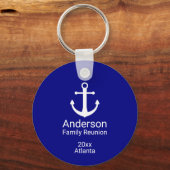 Nautical Navy Blue & White Anchor Family Reunion キーホルダー (裏面)