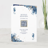 Nautical Navy Monogram Ampersand QR Code Wedding 招待状 (裏面)