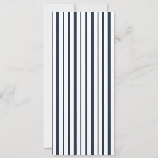 Nautical Navy Monogram Long Wedding Menu Card 招待状 (裏面)