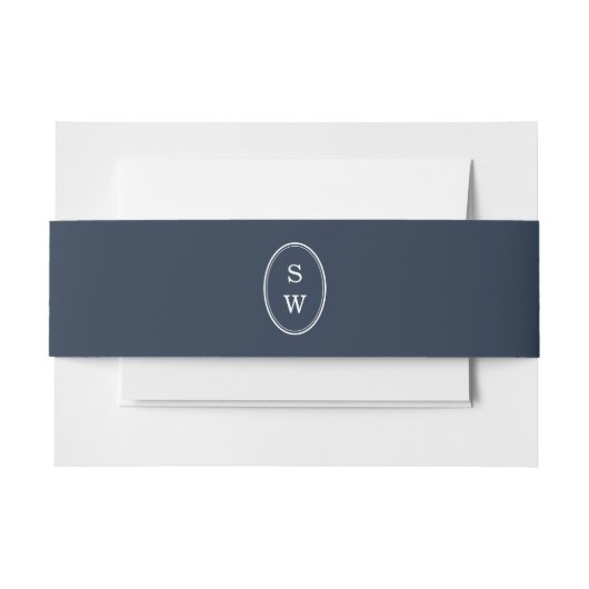 Nautical Navy Monogram Wedding Belly Band 招待状ベリーバンド (正面例)