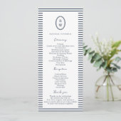 Nautical Navy Stripe Classic Wedding Program Card 招待状 (スタンド正面)