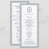 Nautical Navy Stripe Classic Wedding Program Card 招待状 (正面/裏面)