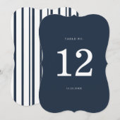Nautical Navy Stripe Die-Cut Wedding Table Number 招待状 (正面/裏面)