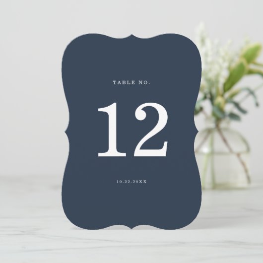Nautical Navy Stripe Die-Cut Wedding Table Number 招待状 (スタンド正面)