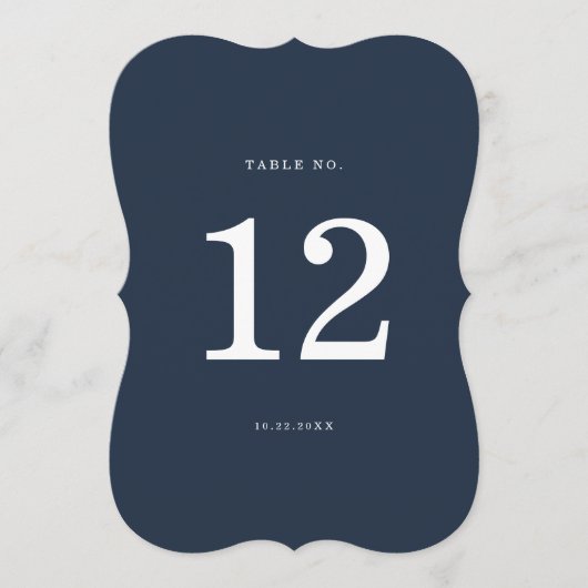 Nautical Navy Stripe Die-Cut Wedding Table Number 招待状 (正面)
