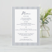Nautical Navy Stripe Monogram Wedding Menu Card 招待状 (スタンド正面)
