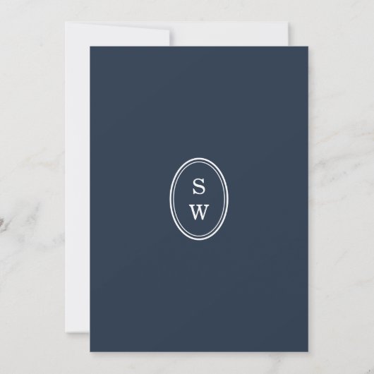 Nautical Navy Stripe Monogram Wedding Menu Card 招待状 (裏面)