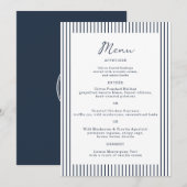 Nautical Navy Stripe Monogram Wedding Menu Card 招待状 (正面/裏面)