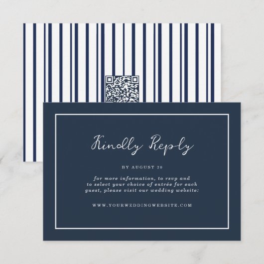 Nautical Navy Stripe Online RSVP Enclosure Card エンクロージャーカード (正面/裏面)