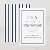Nautical Navy Stripe Wedding Details Card エンクロージャーカード (正面/裏面)