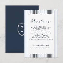 Nautical Navy Stripe Wedding Directions Card エンクロージャーカード