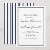 Nautical Navy Stripe Wedding Invitation 招待状 (正面/裏面)