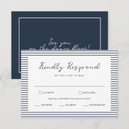 Nautical Navy Stripe Wedding RSVP Card エンクロージャーカード