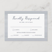 Nautical Navy Stripe Wedding RSVP Card エンクロージャーカード (正面)
