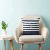 Nautical Navy Striped Anchor Coastal クッション (椅子)
