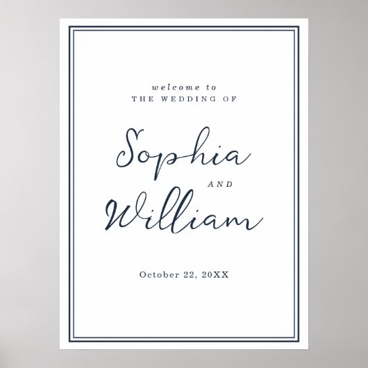 Nautical Navy Wedding Entrance Sign ポスター (正面)