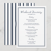 Nautical Navy Wedding Weekend Itinerary Card 招待状 (正面/裏面)