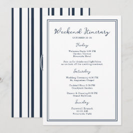Nautical Navy Wedding Weekend Itinerary Card 招待状