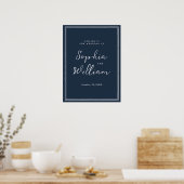 Nautical Navy Wedding Welcome Sign ポスター (キッチン)