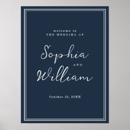 Nautical Navy Wedding Welcome Sign ポスター