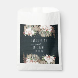 Nautical Navy White Floral Seaside Jungle Foliage フェイバーバッグ