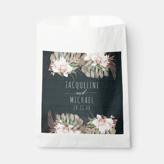 Nautical Navy White Floral Seaside Jungle Foliage フェイバーバッグ (正面)