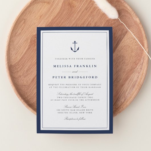 Nautical Navy & White Wedding Invitation | Anchor 招待状