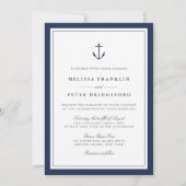Nautical Navy & White Wedding Invitation | Anchor 招待状 (正面)