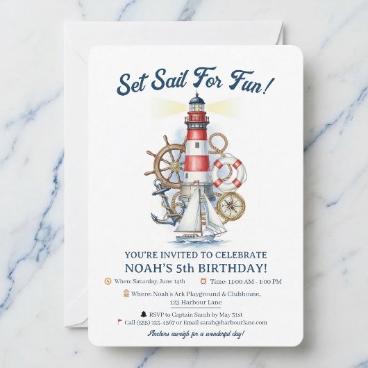 Nautical Ocean Beacon Party Invite 招待状