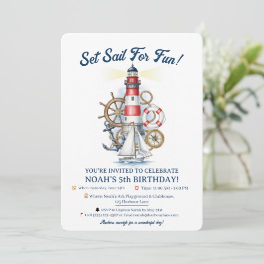 Nautical Ocean Beacon Party Invite 招待状 (スタンド正面)