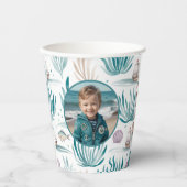 Nautical Ocean Birthday Photo Personalized 紙コップ (正面)