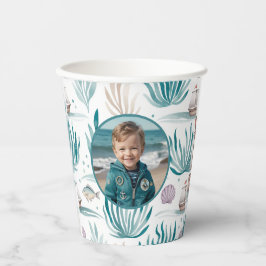 Nautical Ocean Birthday Photo Personalized 紙コップ