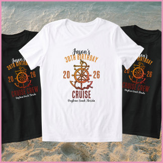 Nautical Orange & White Name 30th Birthday Cruise Tシャツ