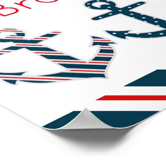  nautical Pattern Anchor Poster Print ポスター (角)
