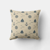 Nautical Pattern with Anchor Sailboat Compass クッション (裏面)
