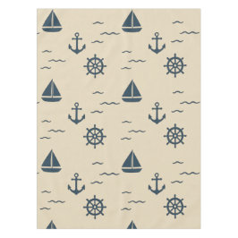 Nautical Pattern with Anchor Sailboat Compass テーブルクロス