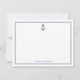 Nautical Personalized Stationery Anchor ノートカード