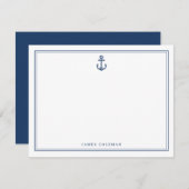 Nautical Personalized Stationery Anchor ノートカード (正面/裏面)