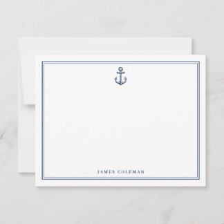 Nautical Personalized Stationery Anchor ノートカード