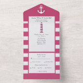  nautical pink and white stripe オールインワン招待状 (内側)
