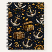 Nautical Pirate Pattern Notebook ノートブック (正面)