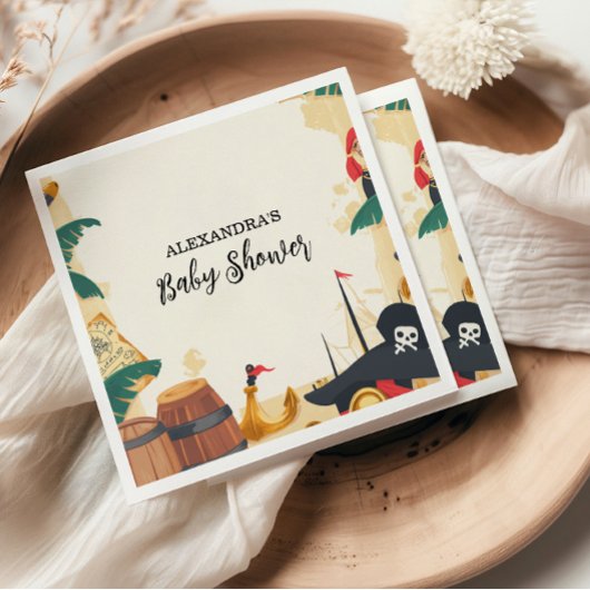 Nautical Pirate Ship Ahoy It's a Boy スタンダードカクテルナプキン