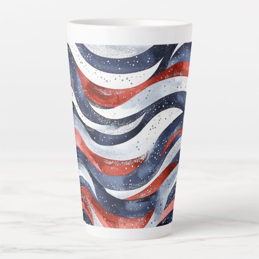 Nautical Red White Blue   カフェラテマグ (正面)