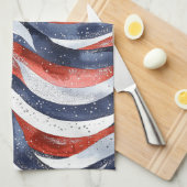 Nautical Red White Blue キッチンタオル (四つ折り)
